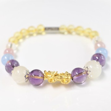 氣質仙氣琥珀手鍊 粉晶 紫晶 白瑪瑙 藍瑪瑙