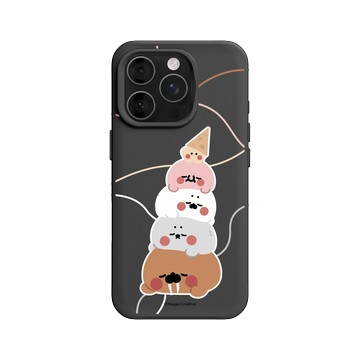 iPhone 16 Pro SolidX 黑 - 無所事事小海豹 The Nothing Seal - 疊在一起變甜筒