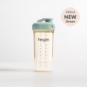 新加坡 hegen 小金奶瓶/金色奇蹟PPSU多功能方圓型寬口水瓶330ml-漾綠★衛立兒生活館★