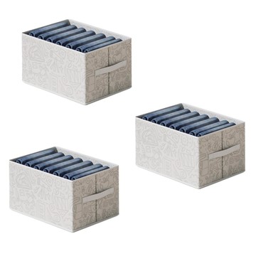 小麥購物 印花衣物收納箱3件組 L397 7格  大(36 x 25 x 20cm)  1組  白色