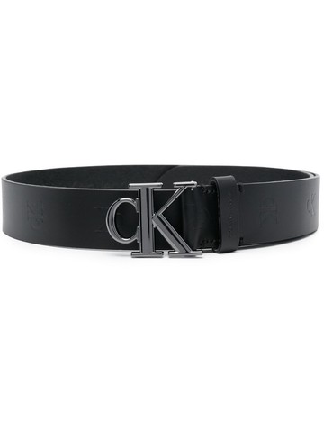 Calvin Klein Jeans - logo letter-buckle leather belt - men - Calf Leather - 100 - Black