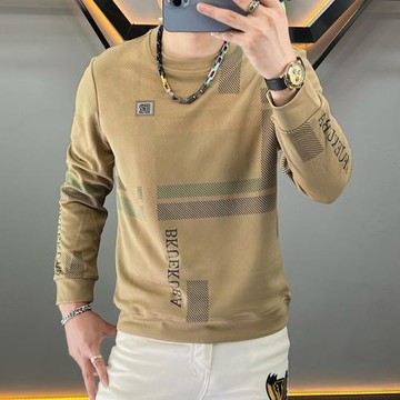 時尚條紋修身休閑衛衣長袖t恤