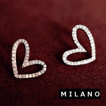 925純銀耳環鑲鑽耳飾-時尚精緻愛心母親節生日情人節禮物女飾品73ag122【獨家進口】【米蘭精品】