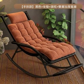 老人乘涼搖椅 藤編躺椅 午睡椅子 陽臺休閑椅（帶坐墊） 庭院逍遙椅 戶外懶人搖椅