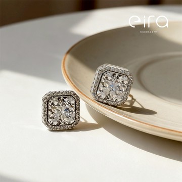 Eira Accessory 多邊鱗紋耳釘‧925純銀耳釘‧輕奢 耳環 耳釘 耳針 送禮 CEH0007A