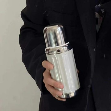 復古保溫杯 AKS單手開蓋一鍵彈開304不銹鋼局長老干部送自帶茶杯