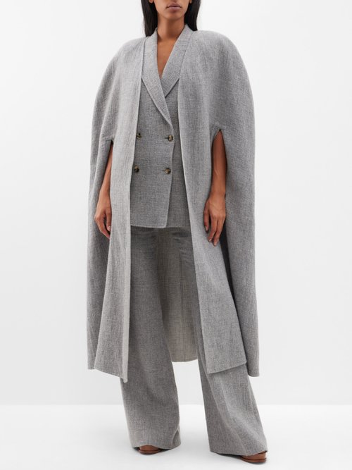 Gabriela Hearst - Lindlow Cashmere-linen Blend Cape - Womens - Light Grey