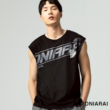 鬼洗 BLUE WAY–潮流文字側鬼寬肩背心(黑)/網路獨家款