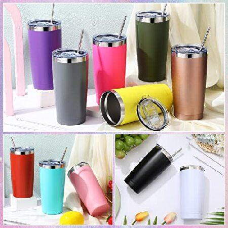 20 Pack Insulated Coffee Tumbler 20oz Stainless Steel Vacuum Travel Tumbler Cup with Lid and Straw Powder Coated Coffee Cup Mugs for Cold or Hot Drink