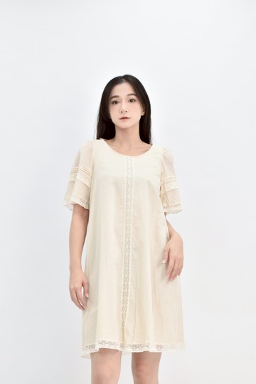 (S) bilitis棉質短袖杏色洋裝