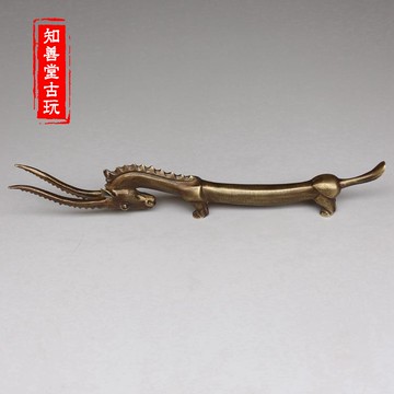 仿古純銅實心動物筆架文房用品 實用銅筆架 筆托筆擱筆掛毛筆書法