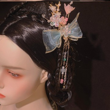 發包成人飄帶娃娃小女孩發簪皇后盤發復古飾品發卡古裝發髻頭飾