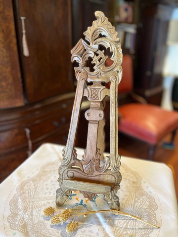 英國古董雕花木製畫架/典雅復古展示架