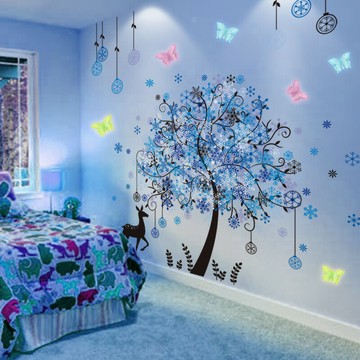 優購生活~臥室溫馨裝飾蝴蝶星星夜光熒光貼紙房間布置墻紙自粘背景墻面網紅墻紙 玻璃貼 壁紙 壁貼 玻璃靜電貼 窗戶貼防窺貼