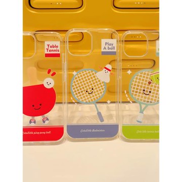 ins風可愛運動網球乒乓球羽毛球適用于蘋果13/14/15/16/17proMax趣味少女手機軟殼iPhone11/12MINI透明16plus