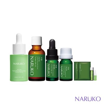 【NARUKO牛爾】茶樹抗痘無痕收孔組(美白寶+粉刺寶+痘痘油+三酸精華)+贈三酸5ml+調理水20ml+痘痘黑面膜2入