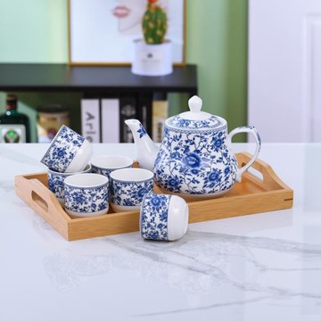 瓷器茶壺陶瓷大容量涼水壺大號青花瓷冷水壺中式泡茶壺家用