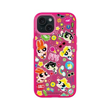 iPhone 15 Clear 粉漾桃 - The Powerpuff Girls 飛天小女警 - 可愛小女警貼紙款