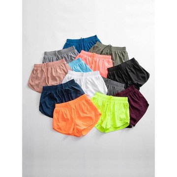 雙層瑜伽短褲女運動寬松假兩件速干跑步健身褲防走光高腰瑜伽褲