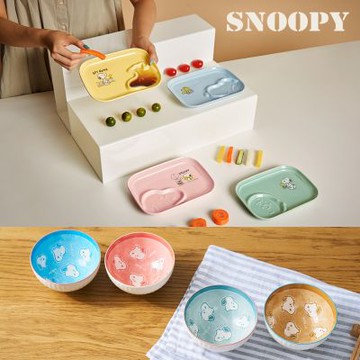 【SENSE LAB·好感製所】Snoopy史努比 陶瓷造型2入餐盤+2入陶瓷碗(餐具4件組)