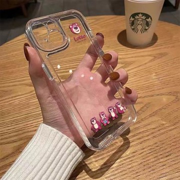 適用蘋果14Promax手機殼iPhone13新款12ProMax超火11卡通草莓熊XR女可愛透明8Plus硅膠保護套7全包6S防摔軟殼