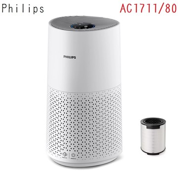 【Philips 飛利浦】奈米級空氣清淨機 (白小奈)  ★適用12-14坪 (AC1711/80) 【贈奈米級勁護濾網 (FY1700/30)】