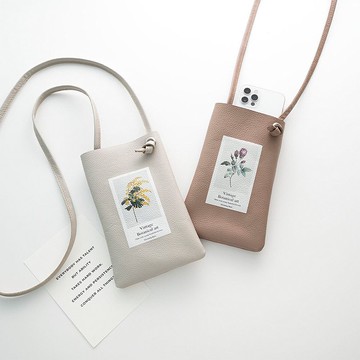 手機小包 【 真皮 縮紋皮革 Vintage flower 】 手機肩背包 HR06U