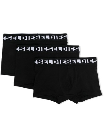 Diesel Kids - pack-of-three logo waistband boxers - kids - Cotton/Elastane - 8 yrs - Black