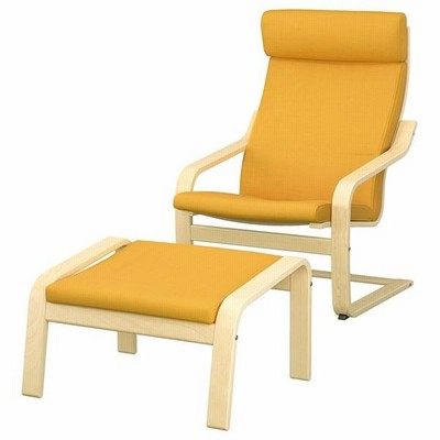 【IKEA/イケア/通販】POANG ポエング パーソナルチェア＆オットマン, バーチ材突き板/スキフテボー イエロー…[4](89487795)