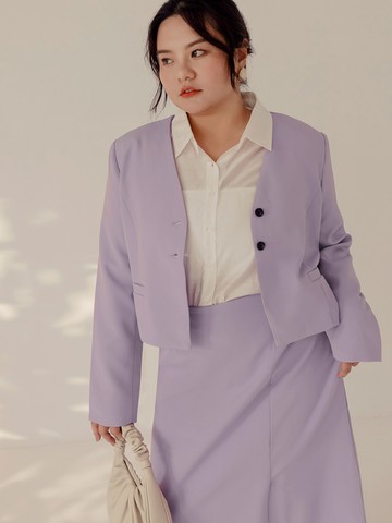 美型剪裁V領長袖短版西裝外套