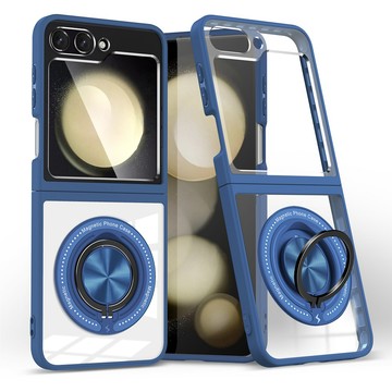 Z Flip8 / 7 / 6  系列殼 【ACE_CASE】SAMSUNG Galaxy Z Flip7客影360磁吸指環支架透明PC背蓋+矽膠軟邊框手機殼保護殼保護套