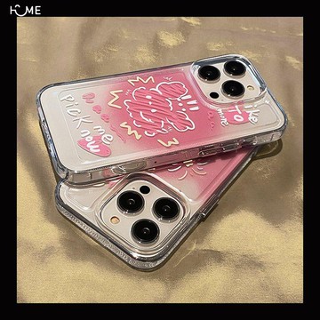 粉色暈染涂鴉線條兔子iPhone16/15/14promax蘋果13手機殼12太空殼11創意xr