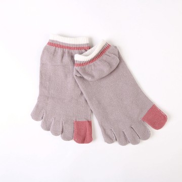 乾爽吸汗船型五趾船襪-素面/條紋 - M條紋卡粉