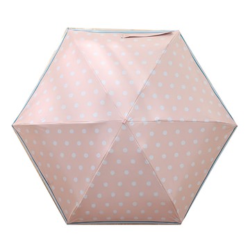 城市雨 Mini系列 點點DOTDOT 五折黑膠晴雨傘 UPF50+ 有效降低傘下溫度  粉點點