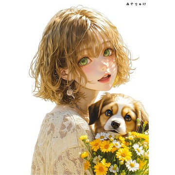 【4 月新品 3】07-120-0242 人物貼紙 春日少女與動物