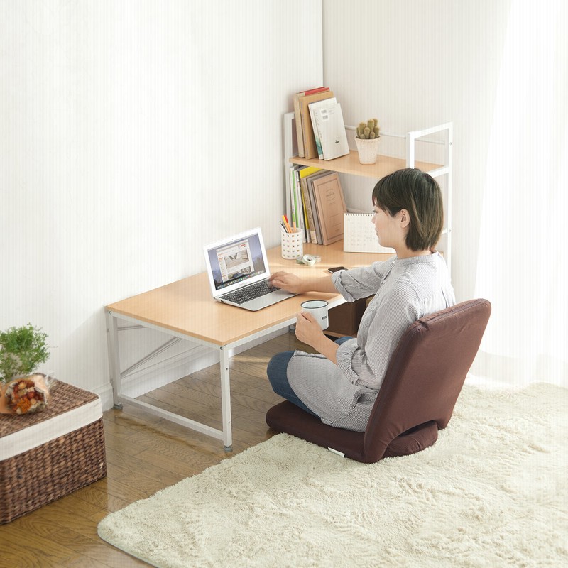 低いパソコンデスク ロータイプ 収納付 木製 1cm幅 ローデスク ライトブラウン 通販 Lineポイント最大1 0 Get Lineショッピング