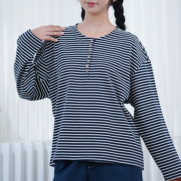 棉質條紋寬鬆舒適上衣122183C