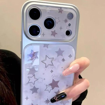 灰星星適用蘋果17AIR/16PROMAX手機殼15PLUS大視窗14iPhone13套