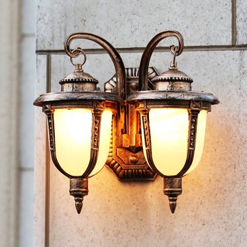 戶外燈 雙頭壁燈別墅墻壁燈歐式別墅陽臺大門室外復古田園防水