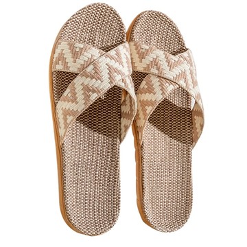 交叉編織亞麻拖鞋  沙色  35~36  1雙