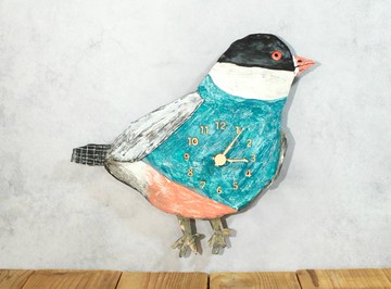 破舊別緻的文鳥綠松石藍x 佛羅裡達粉紅常規尺寸時鐘木製掛鐘