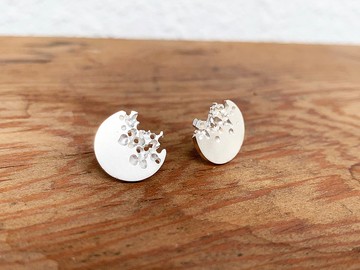 純銀月蝕耳環-一對