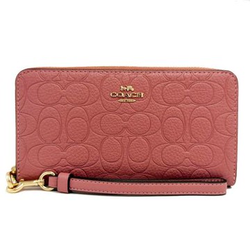 COACH 經典C LOGO手掛式零錢袋長夾(壓紋C-乾燥玫瑰)