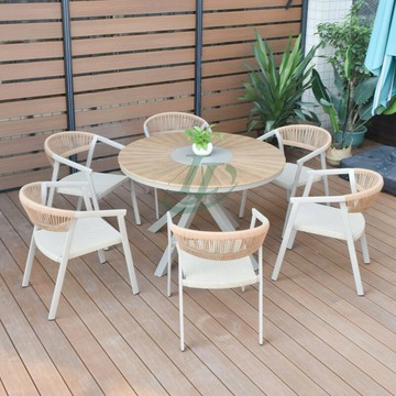 戶外庭院太陽花圓桌椅輕奢休閑網紅桌椅戶外家具別墅花園藤編桌椅[DD050209]