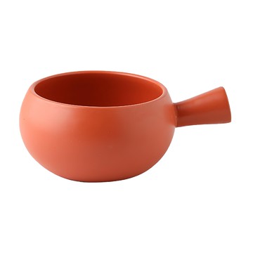 WANDU 瓦讀 日式粗陶調味碟 6寸 醬料碟 小菜碟 附手柄  桔紅  1入