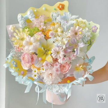 浪漫彩色多巴胺仿真花束成品禮物女友閨蜜生日情人節驚喜520七夕