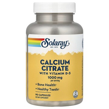 Solaray, 檸檬酸鈣 + 維生素 D-3，90 粒膠囊