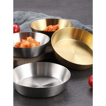 韓式304不銹鋼單層泡菜碟圓形小菜碟調料碗商用餐具烤肉店醬料碗