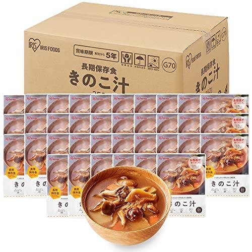 アイリスオーヤマ きのこ汁 パウチ 250g ×36個 非常食 保存食 長期保存 (製造から) 5年