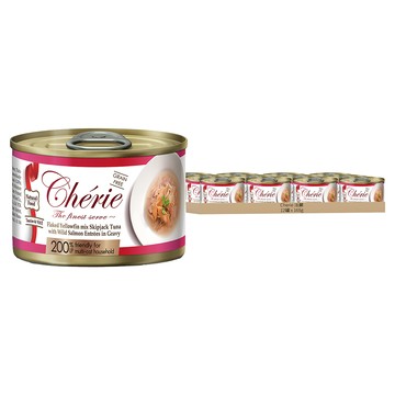 Cherie 法麗 微湯汁系列 貓罐頭 天然黃鰭鮪佐正鰹 + 鮭魚 低過敏 無穀 無麩質 無小麥  165g  12罐